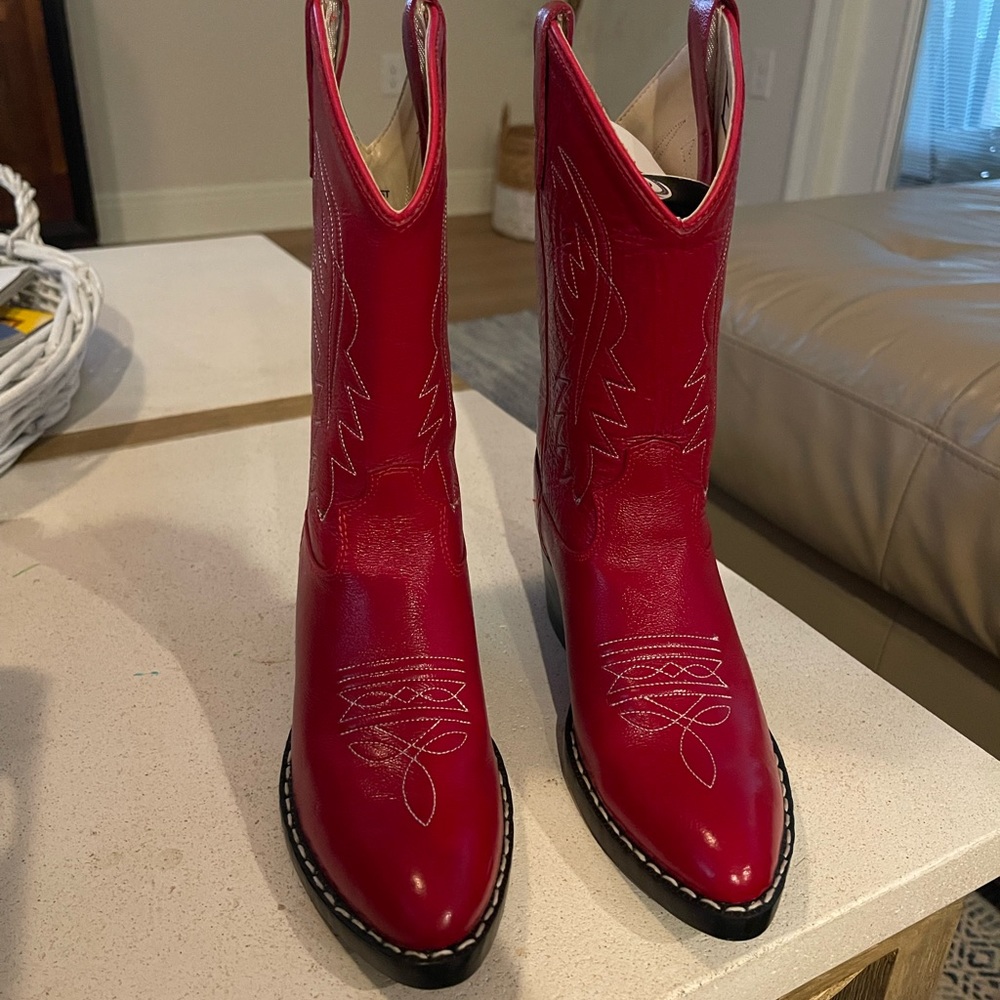 Girls Red Old West Cowboy Boots